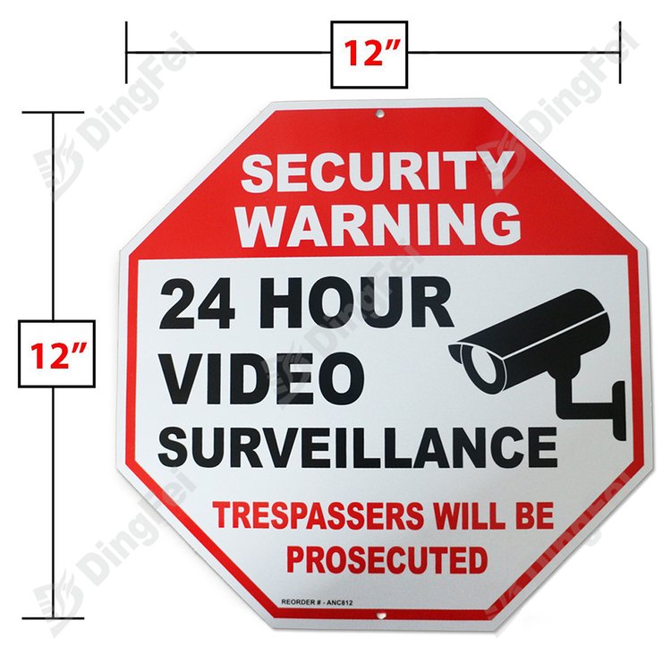 Reflective Security Yard 24 Hour Camera Video Signs - 